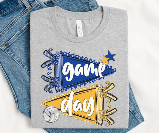 Game Day Sports Pennant  - Volleyball (Prepster Royal Blue/Yellow Gold) - DTF