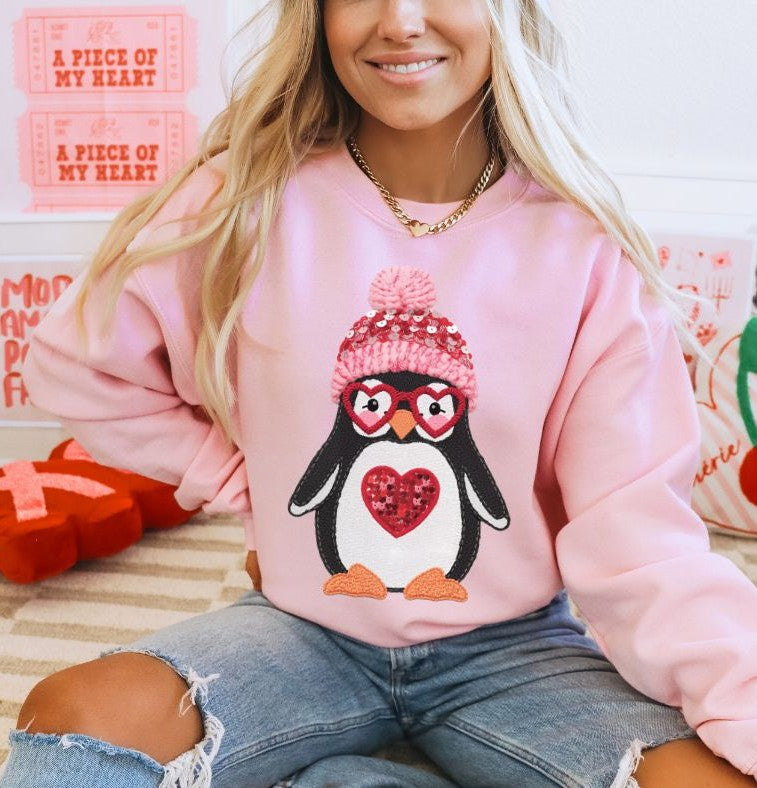 Penguin Valentines (Faux Sequins Yarn) - DTF