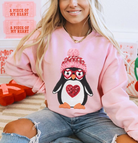 Penguin Valentines (Faux Sequins Yarn) - DTF