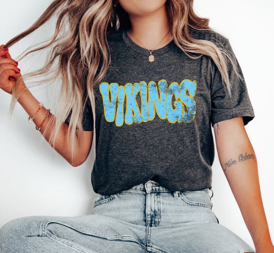 Vikings (wonky grunge- baby blue/gold) - DTF