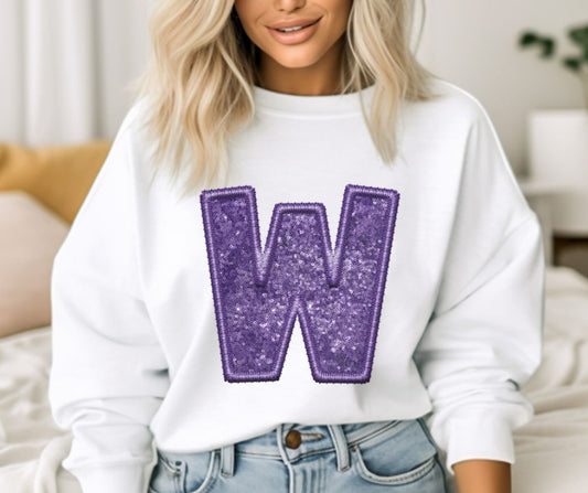 W (Purple - Sequins/Embroidery look) - DTF
