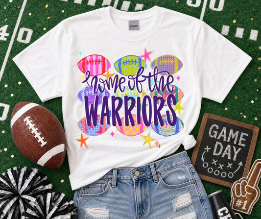 Warriors - Purple/White (Football Whimsy Mascot) - DTF