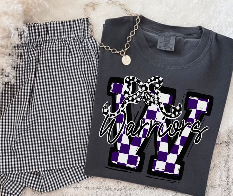 Warriors - Purple/Black (Checkered Coquette Mascot)  - DTF