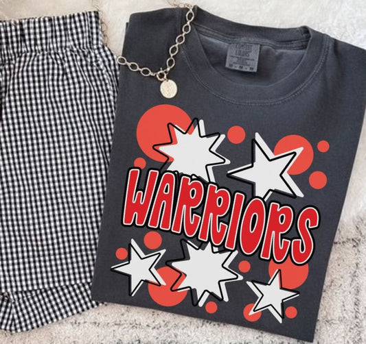 Warriors - Red/White (Bubbles & Stars Mascot) - DTF