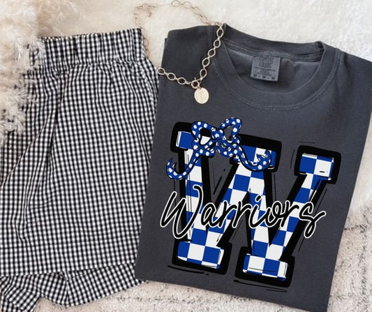 Warriors - Royal Blue (Checkered Coquette Mascot)  - DTF