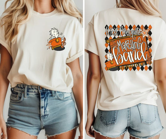 West Mesquite - Orange (Marching Band Argyle Mascots 2-in-1 front/back) - DTF
