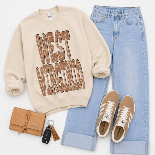 West Virginia (Brown Distressed Shadow State) - DTF