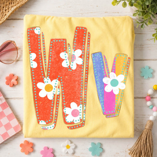 West Virginia (Flower Power Distressed Doodle State) - DTF
