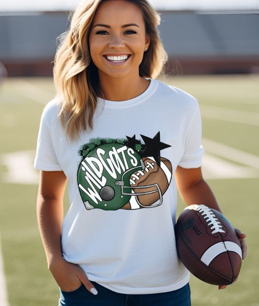 Wildcats - Dark Green/White (Football Helmet Mascots) - DTF