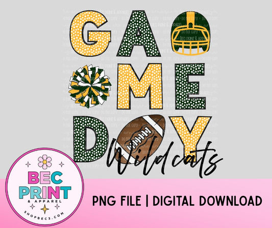 Wildcats - Dark Green/Yellow Gold (Game Day Football Collage) - Design PNG |  Digital Download | PNG file