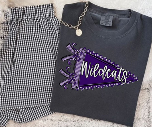 Wildcats - Purple/White (Prepster Pennant Mascot) - DTF