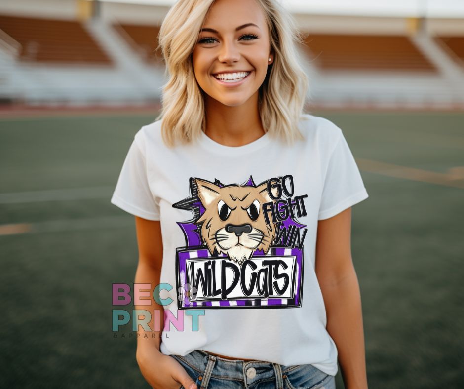 Wildcats - Purple (Go Fight Win Star Mascot) - DTF