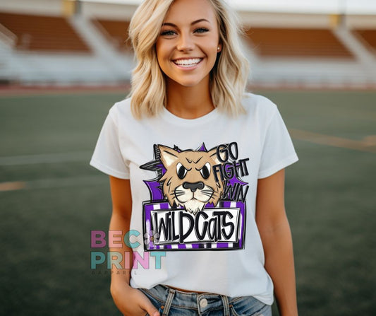 Wildcats - Purple (Go Fight Win Star Mascot) - DTF
