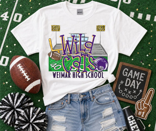 Wildcats Weimar HS - Purple/Yellow Gold (Stadium Blitz Mascot) - DTF