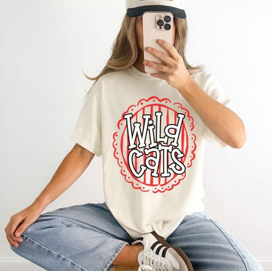 Wildcats - Red/White (Spirit Stripes Mascot) - DTF