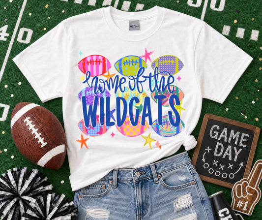 Wildcats - Royal Blue/White (Football Whimsy Mascot) - DTF