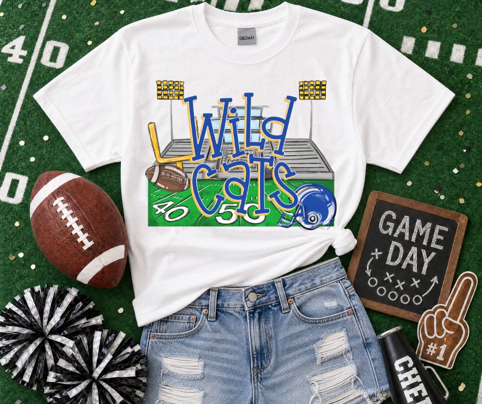 Wildcats - Royal blue/Yellow Gold (Stadium Blitz Mascot) - DTF