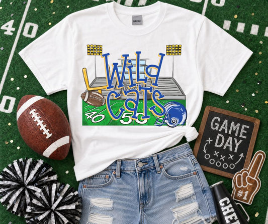 Wildcats - Royal blue/Yellow Gold (Stadium Blitz Mascot) - DTF