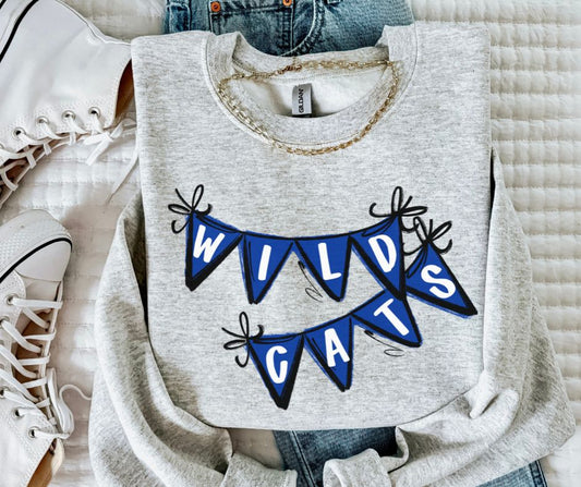 Wildcats - Royal Blue (Spirit Pennants) - DTF