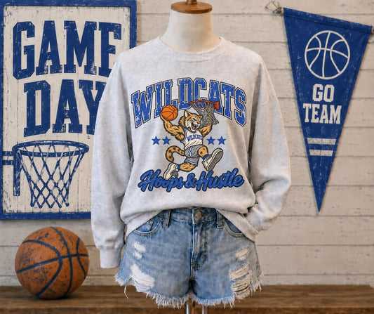 Wildcats - Royal Blue (Hoops & Hustle Basketball Mascot) - DTF