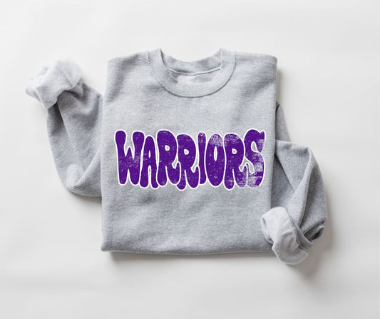 Warriors (wonky grunge- purple/white) - DTF