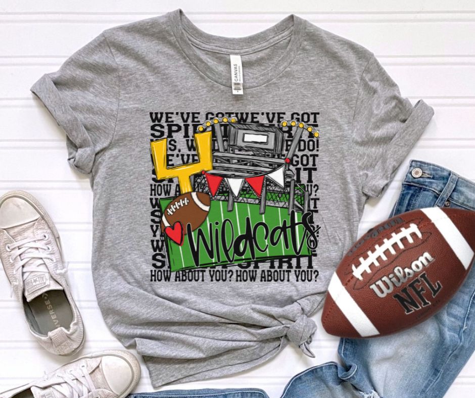 We've Got Spirit (Wildcats - Red) - Black background - DTF