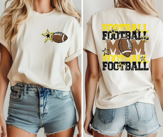 Football Mom - Yellow/Black (2-in-1 front/back design) - DTF