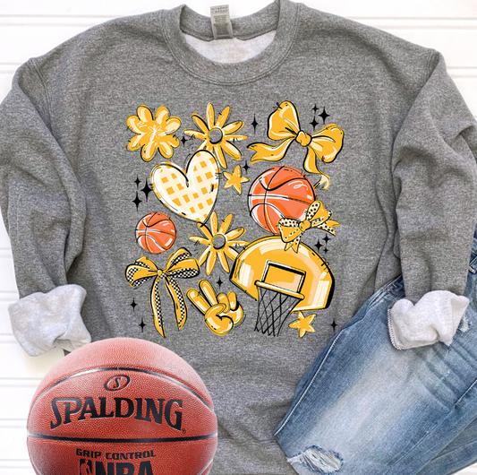 Play Ball Collage - Yellow Gold (Basketball) - DTF