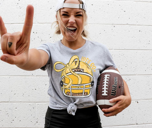 Lets Go Football Helmet (Yellow Gold) - DTF