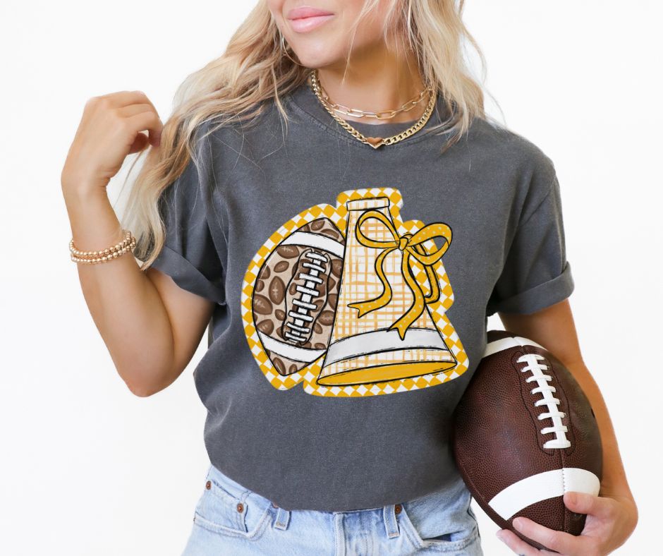 Megaphone & Football Leopard Check (Yellow Gold) - DTF