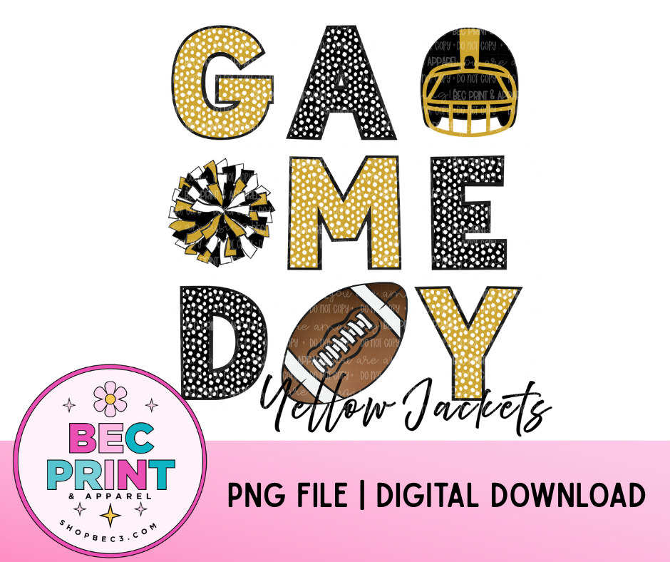 Yellow Jackets - Vegas Gold/Black (Game Day Football Collage) - Design PNG |  Digital Download | PNG file
