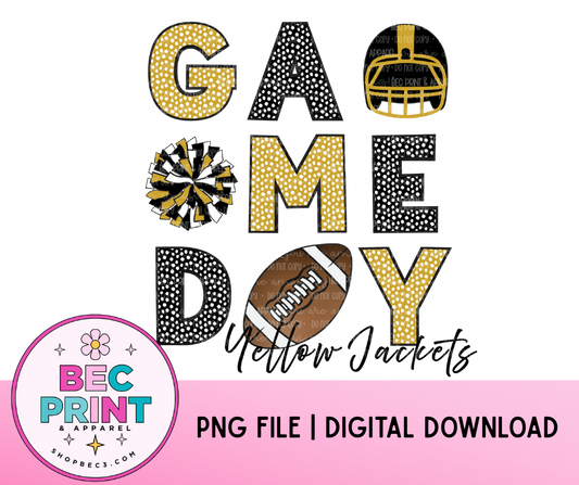 Yellow Jackets - Vegas Gold/Black (Game Day Football Collage) - Design PNG |  Digital Download | PNG file