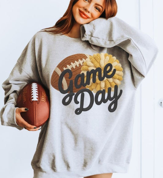 Game Day Football (Yellow - Faux Yarn) - DTF