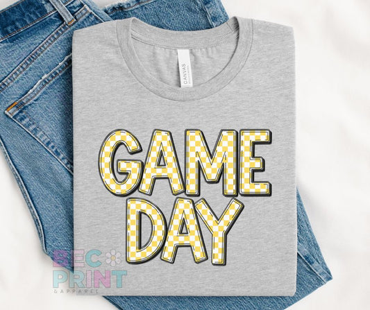 Game Day Checkered (Yellow) - DTF