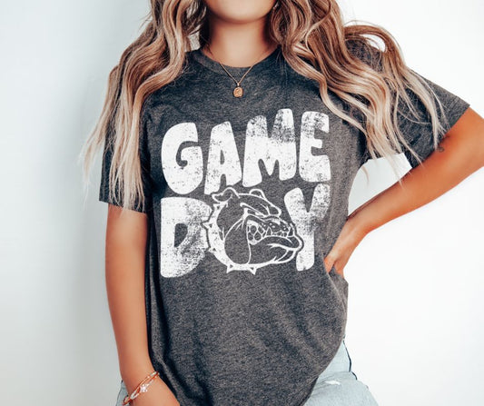 Game Day Bulldogs Mascot (white) - DTF