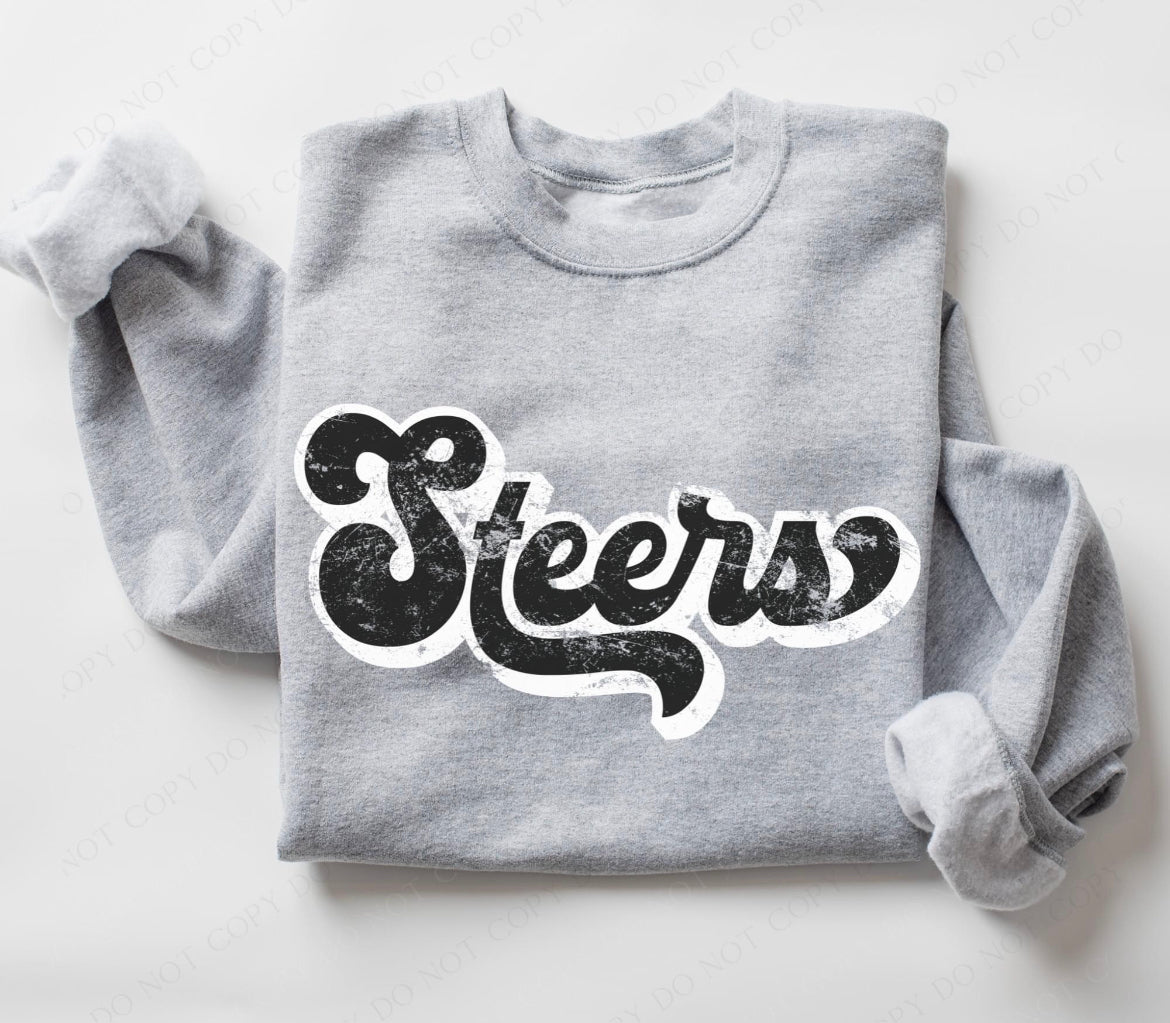 Steers (retro black and white) - DTF
