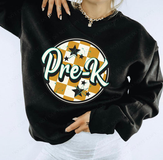 Pre-K (retro checkerboard) - DTF