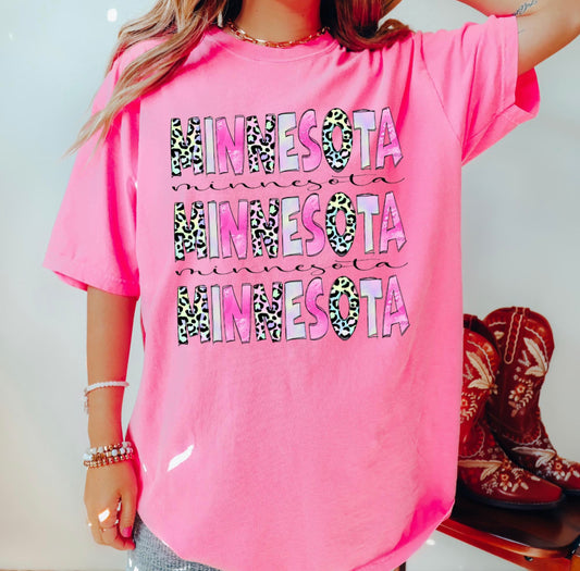Minnesota leopard pastel pattern state - DTF