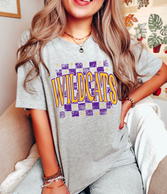 Wildcats checkerboard (yellow/purple) - DTF