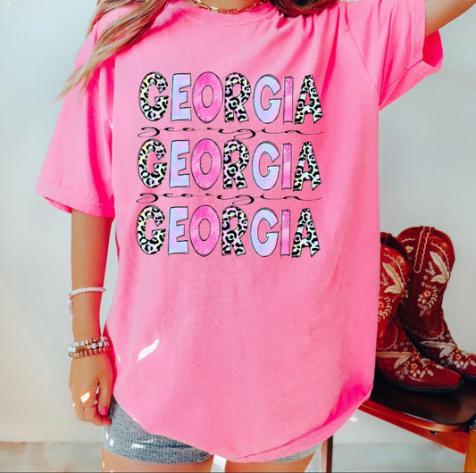 Georgia leopard pastel pattern state - DTF