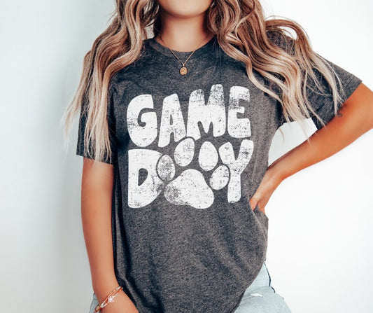 Game Day Panthers paw print Mascot (white) - DTF