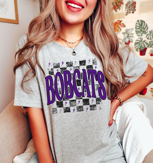 Bobcats checkerboard (purple/black) - DTF