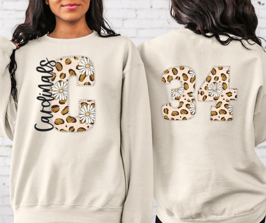 Cardinals Leopard and Daisy Mascot (letter and mascot name) - DTF