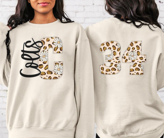 Colts Leopard and Daisy Mascot (letter and mascot name) - DTF