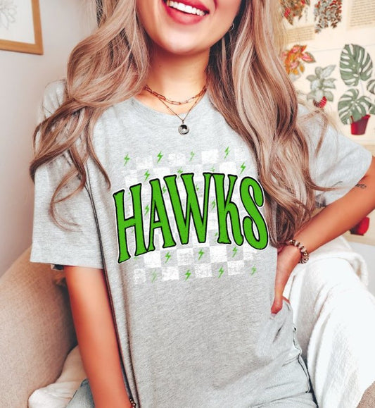 Hawks checkerboard (kelly green/white) - DTF