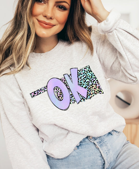 OK pastel leopard state (Oklahoma) - DTF