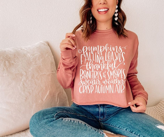 Pumpkins, Falling Leaves, Crisp Autumn Air - Fall Word Art