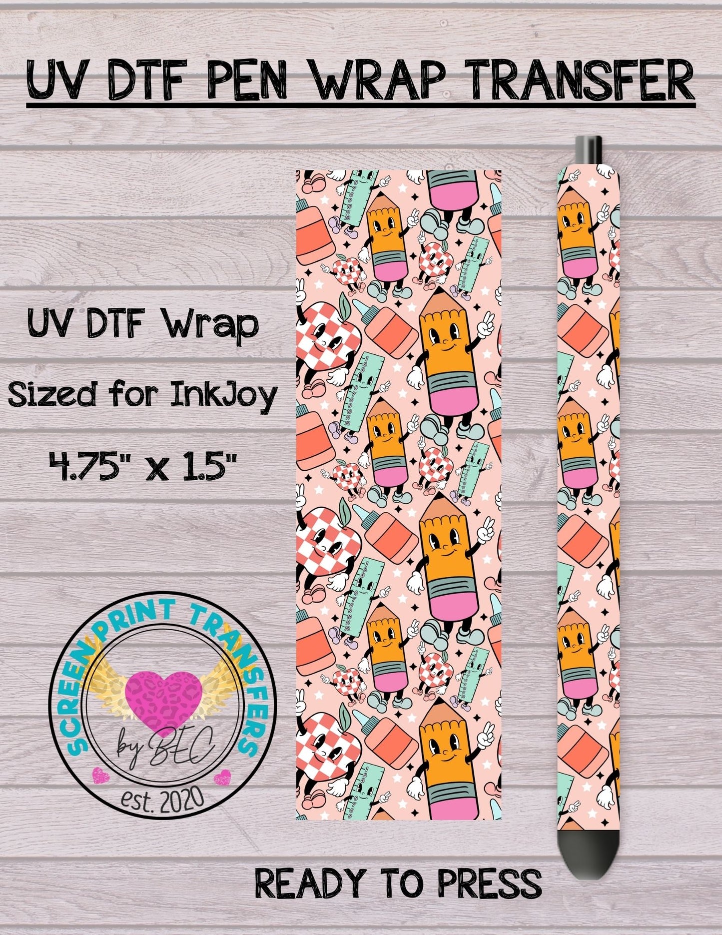 Retro School Character - UV DTF PEN WRAP