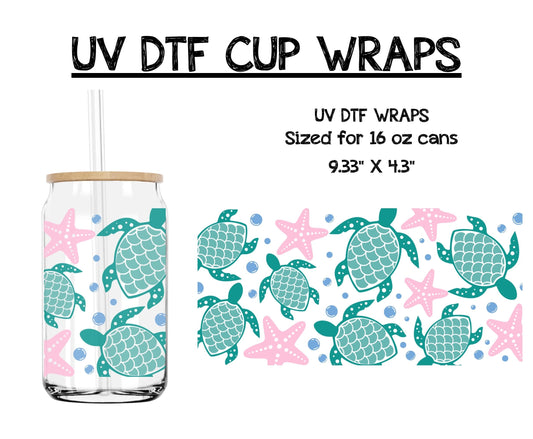 Sea Turtle - UV DTF CUP WRAP - 16 OZ