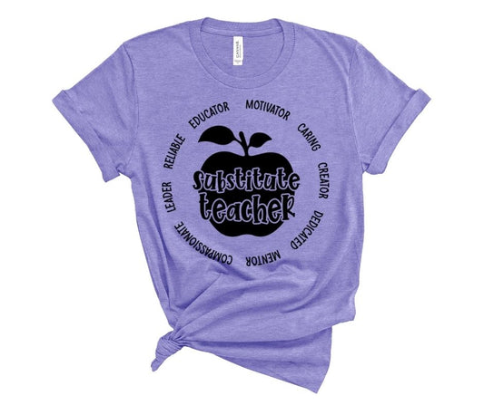 Substitute Teacher (with words around the apple)